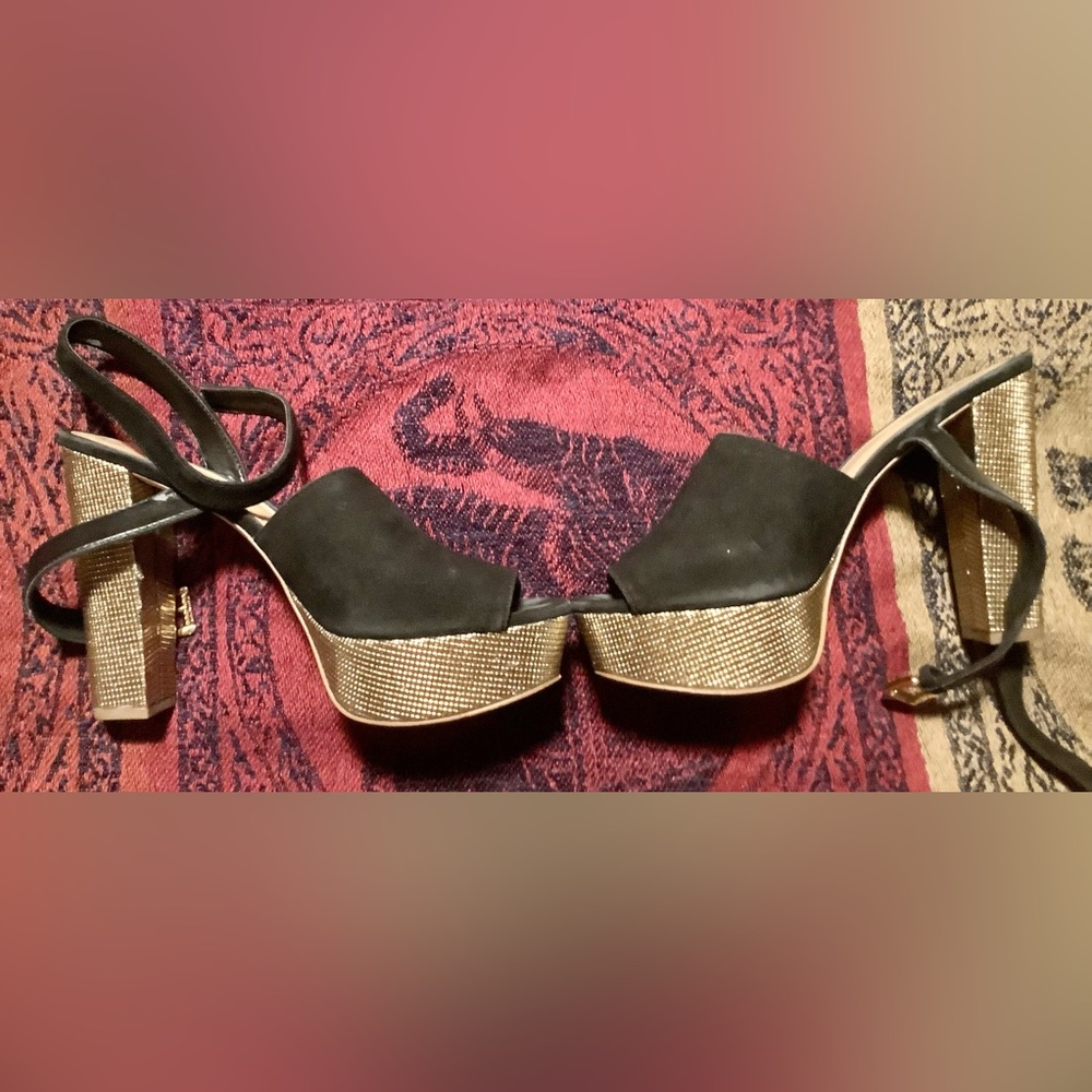 “Michael Kors” Black Suede with Gold Heel Platform shoes
